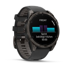 Умные часы Garmin Fenix 8 51mm Amoled Sapphire Carbon Grey DLC Титановый с черным ремешком