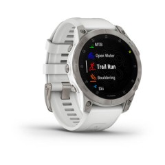 Умные часы Garmin EPIX (Gen 2) Sapphire, Титановый белый с белым ремешком