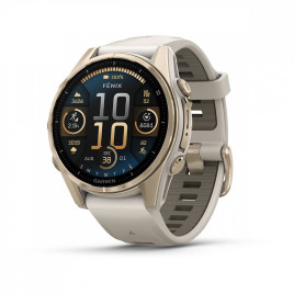 Умные часы Garmin Fenix 8 43mm Amoled Sapphire Soft Gold DLC Титановый с дымчато-серым ремешком
