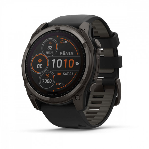 Умные часы Garmin Fenix 8 51mm Sapphire Solar Carbon Grey DLC Titanium с черным ремешком