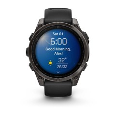 Умные часы Garmin Fenix 8 43mm Amoled Sapphire Carbon Grey DLC Титановый с черным ремешком
